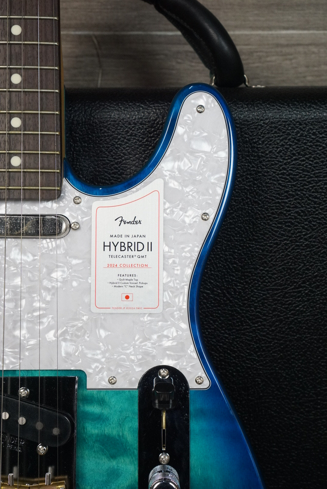 Fender Japan Hybrid II Telecaster Electric Guitar w/Quilt Maple Top, RW FB, Aquamarine