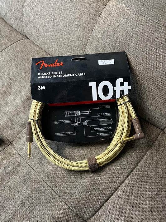 Fender Deluxe Series Angled Instrument Cable, 10ft Tweed
