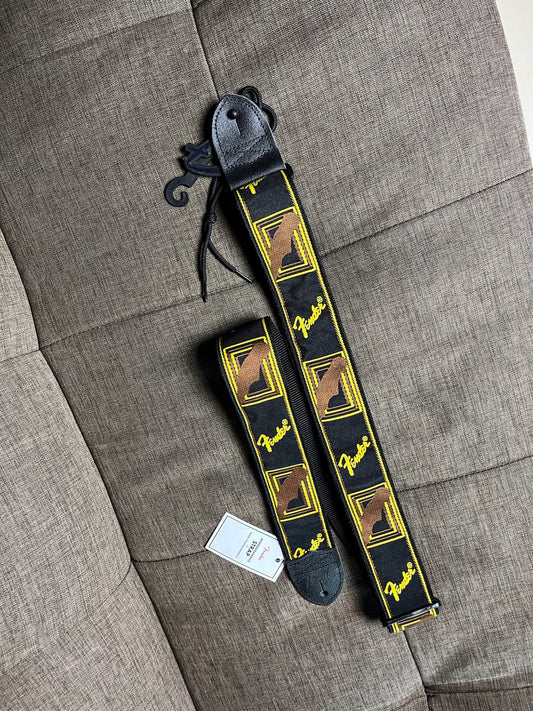 Fender 2 Inch Monogrammed Strap - Black/Yellow/Brown