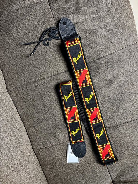 Fender 2 Inch Monogrammed Strap - Black/Yellow/Red