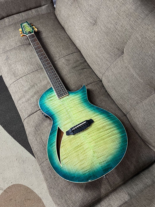 ESP LTD TL-6FM Thinline Acoustic electric in Aqua Marine Burst