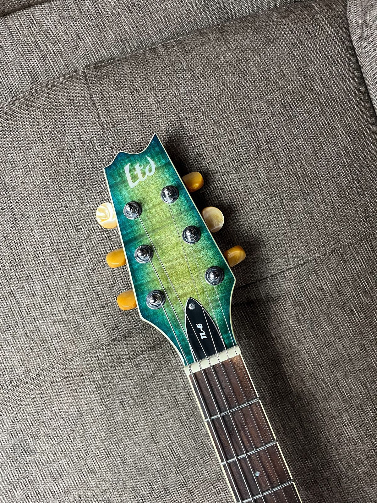 ESP LTD TL-6FM Thinline Acoustic electric in Aqua Marine Burst