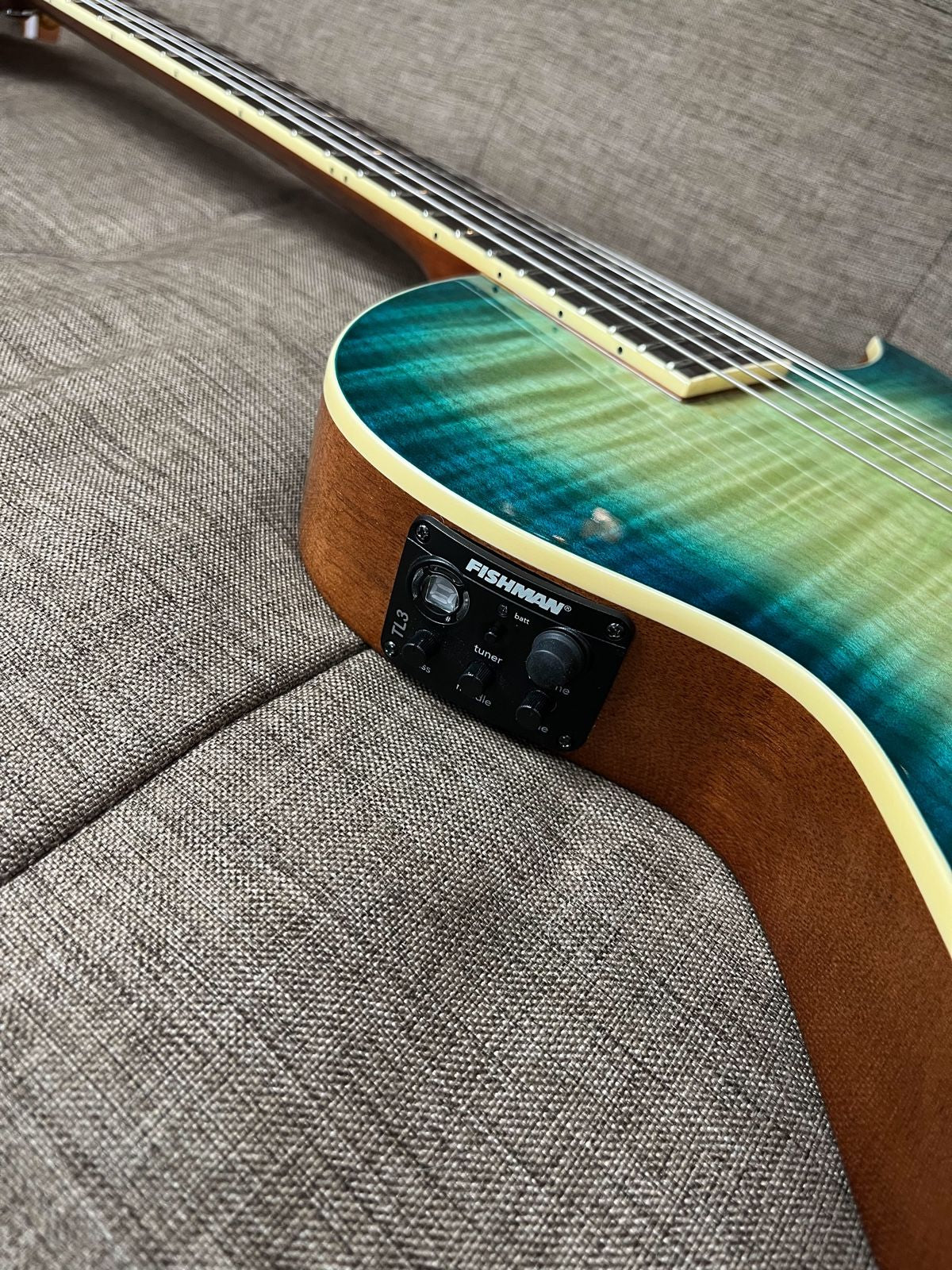 ESP LTD TL-6FM Thinline Acoustic electric in Aqua Marine Burst