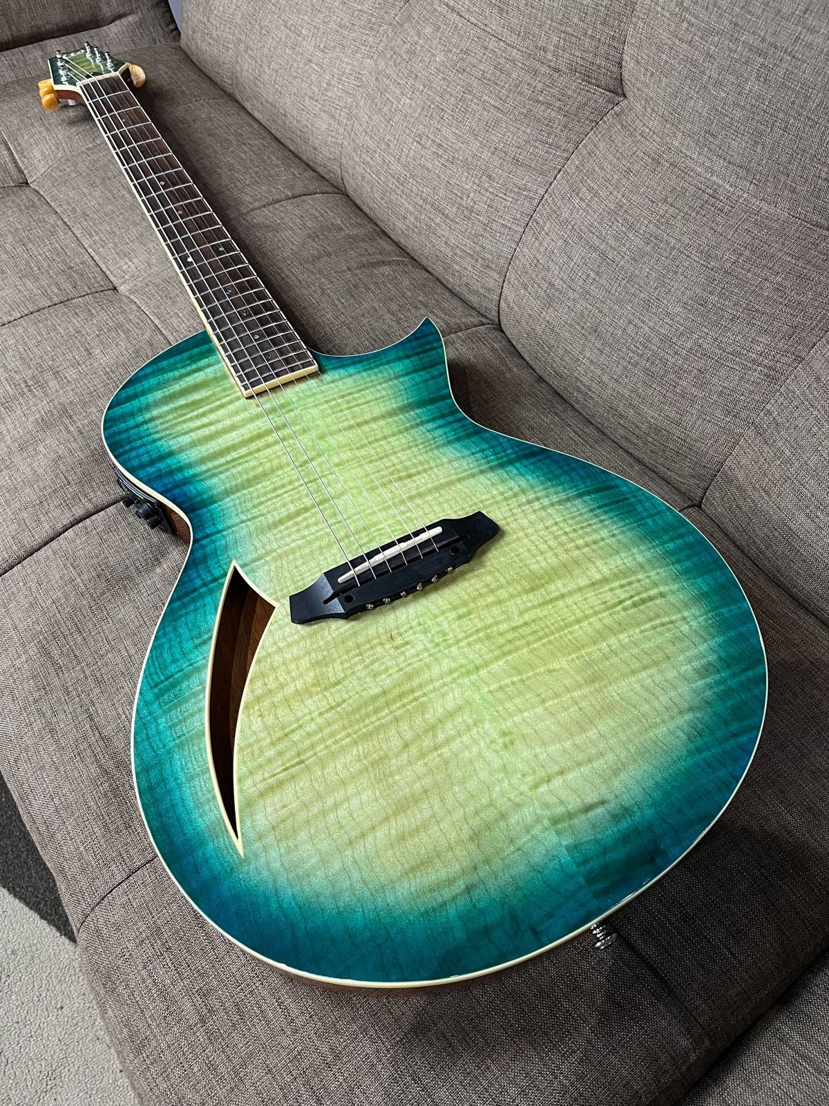 ESP LTD TL-6FM Thinline Acoustic electric in Aqua Marine Burst