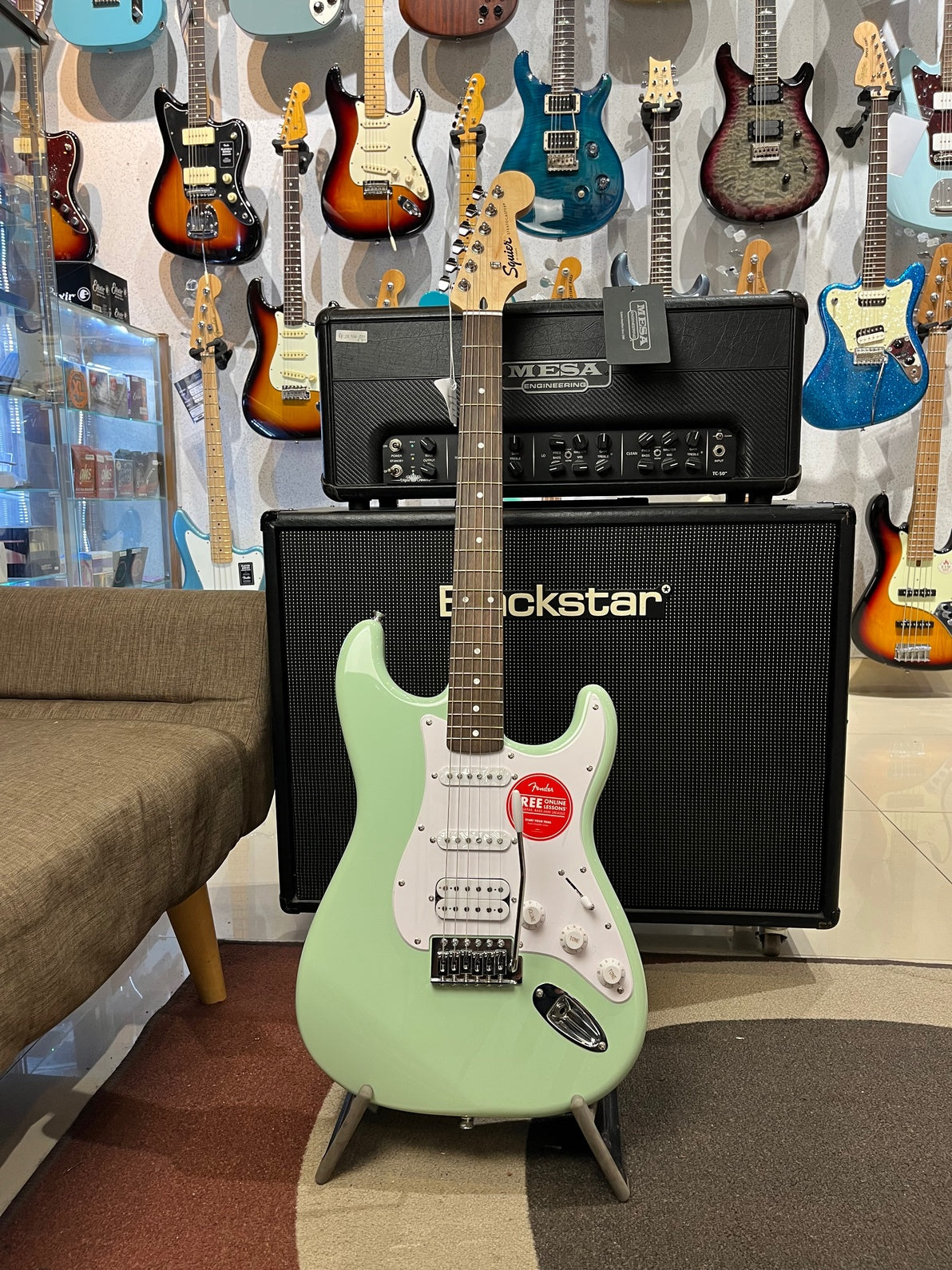 SQUIER FSR SONIC STRATOCASTER HSS LAUREL FB, SURF GREEN