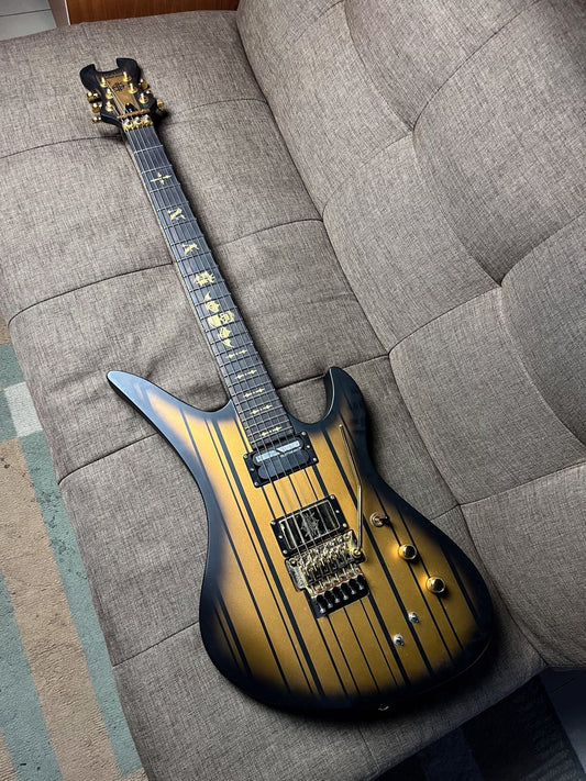 Schecter Synyster Gates Custom S in Satin Gold Burst with Sustainiac