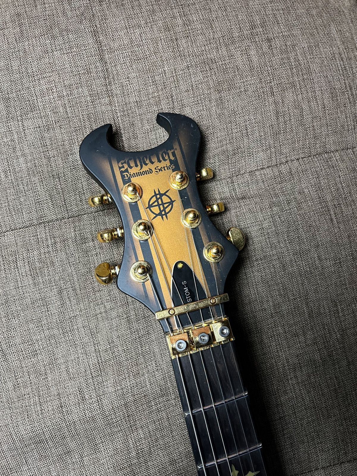 Schecter Synyster Gates Custom S in Satin Gold Burst with Sustainiac