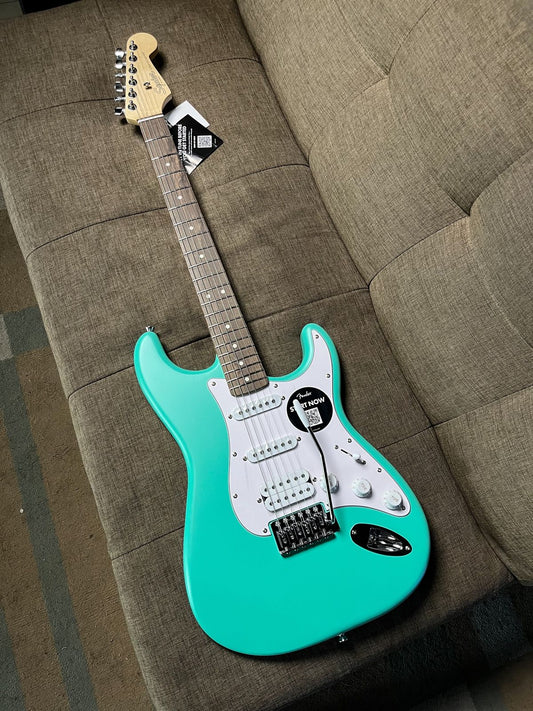 SQUIER DEBUT SERIES STRATOCASTER HSS ELECTRIC GUITAR, LAUREL FB, SEA FOAM GREEN