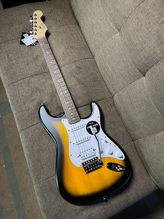 SQUIER DEBUT SERIES STRATOCASTER HSS ELECTRIC GUITAR, LAUREL FB, 2 TONE SUNBURST