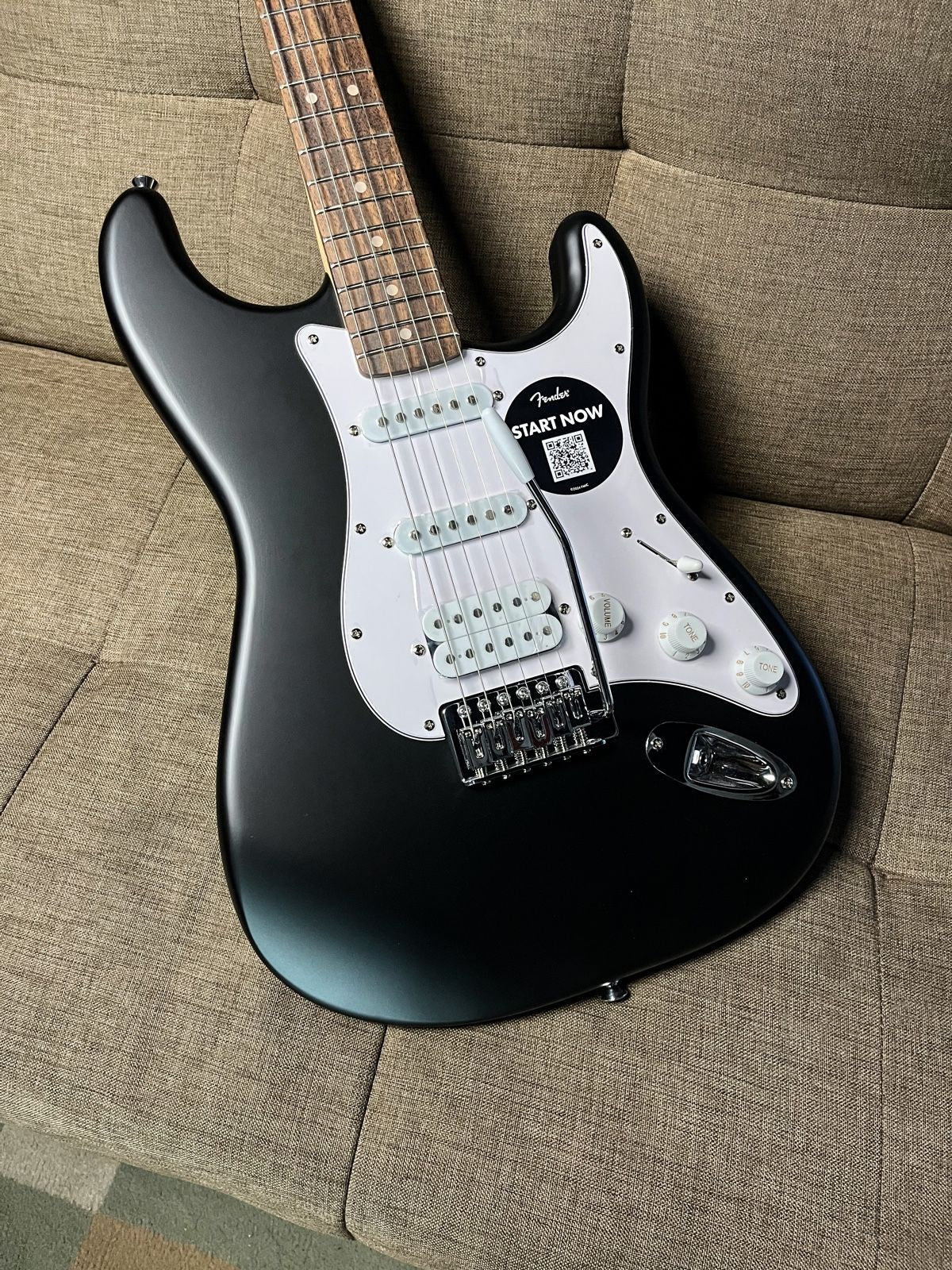 SQUIER DEBUT SERIES STRATOCASTER HSS ELECTRIC GUITAR, LAUREL FB, BLACK