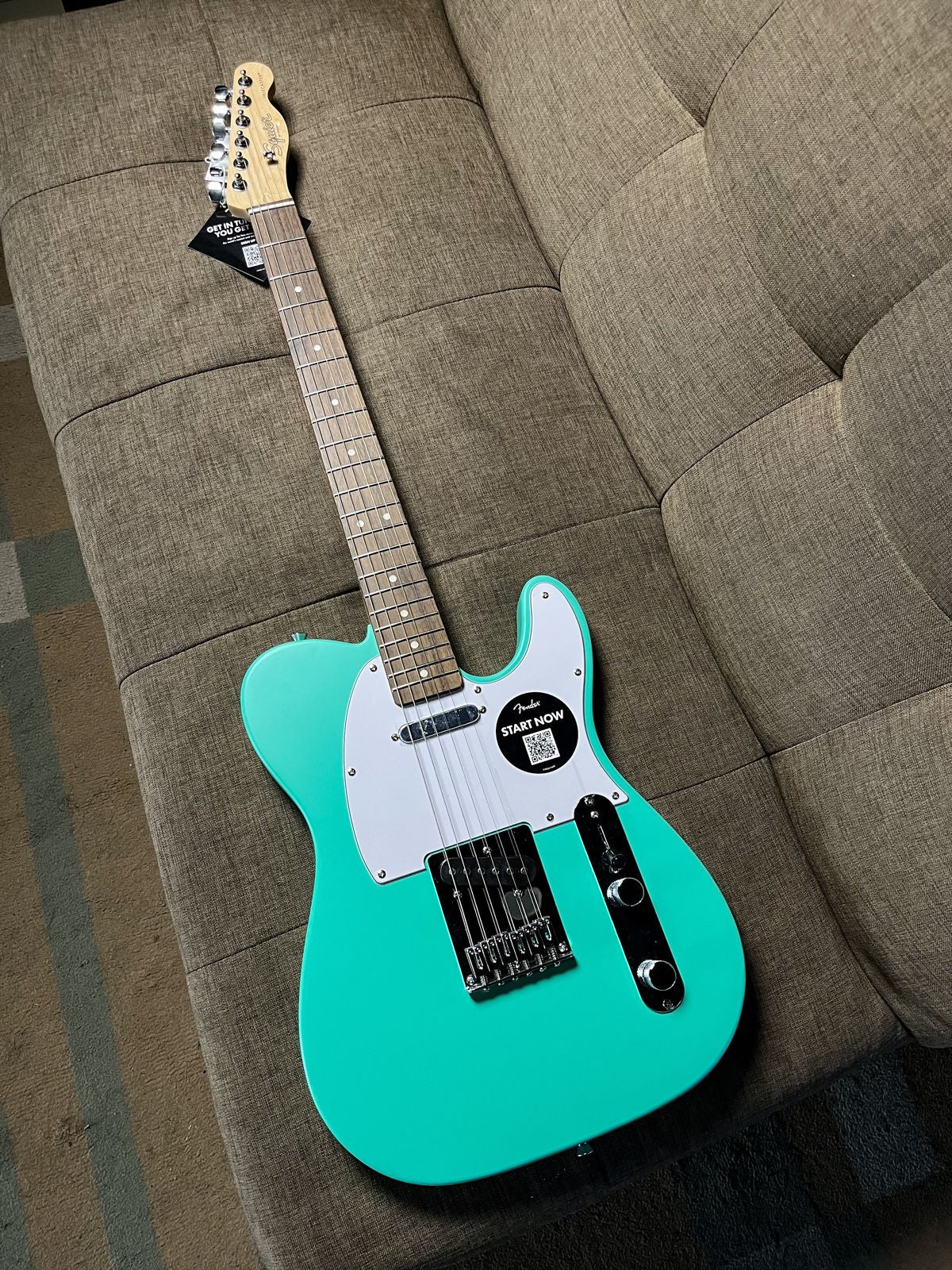 SQUIER DEBUT SERIES TELECASTER ELECTRIC GUITAR, LAUREL FB, SEA FOAM GREEN