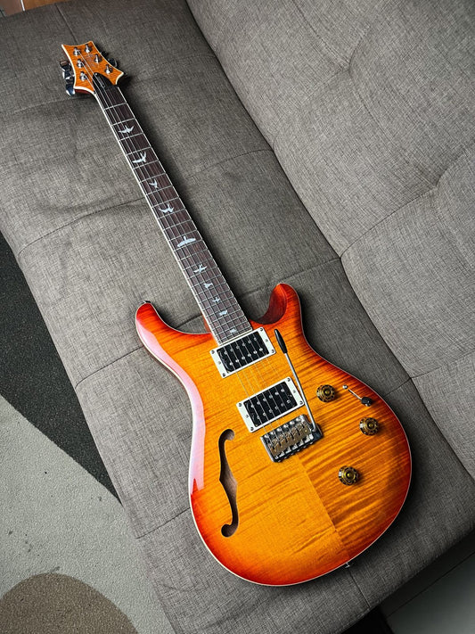 Prs se custom 24 semi hollow piezo in vintage sunburst