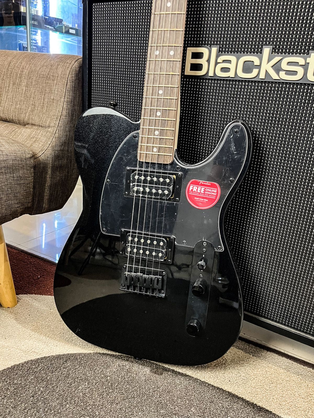 Squier FSR Affinity Series HH Telecaster Electric Guitar, Laurel FB, Metallic Black