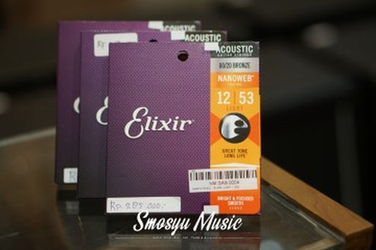 Senar Gitar Elixir Acoustic Guitar String Nanoweb 12-53