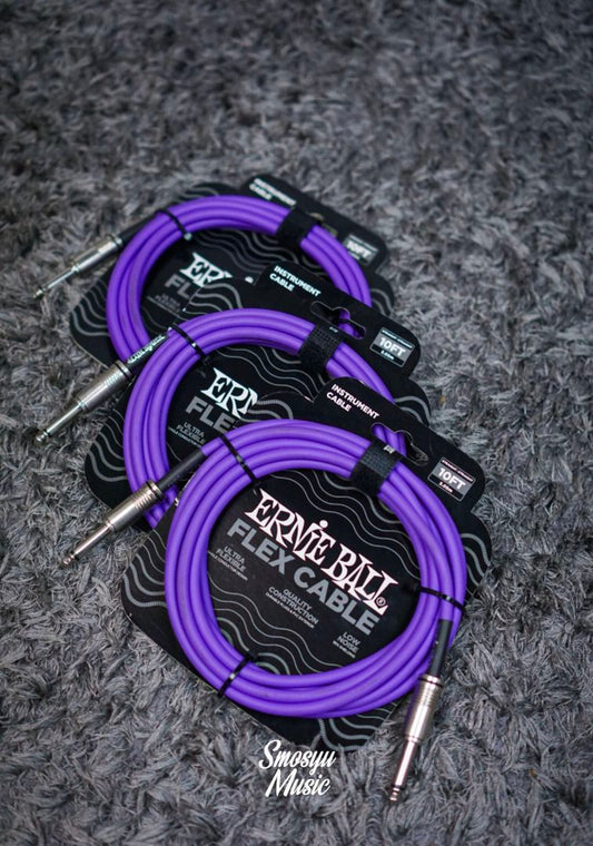 Ernie Ball 10FT Flex Straight To Straight Instrumen Cable Purple