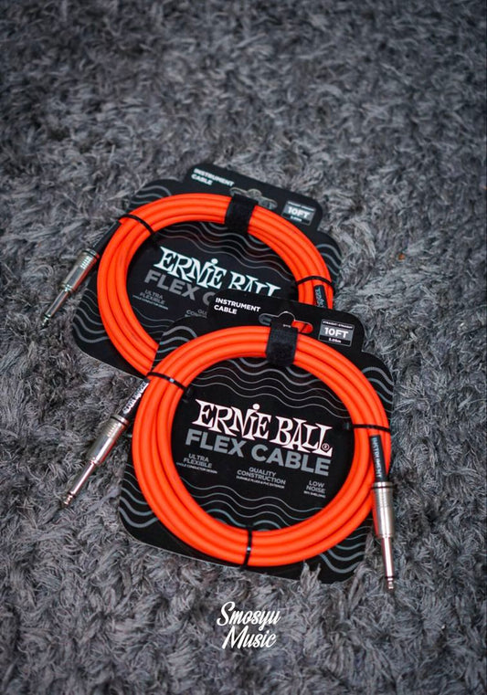 Ernie Ball 10FT Flex Straight To Straight Instrument Cable Orange