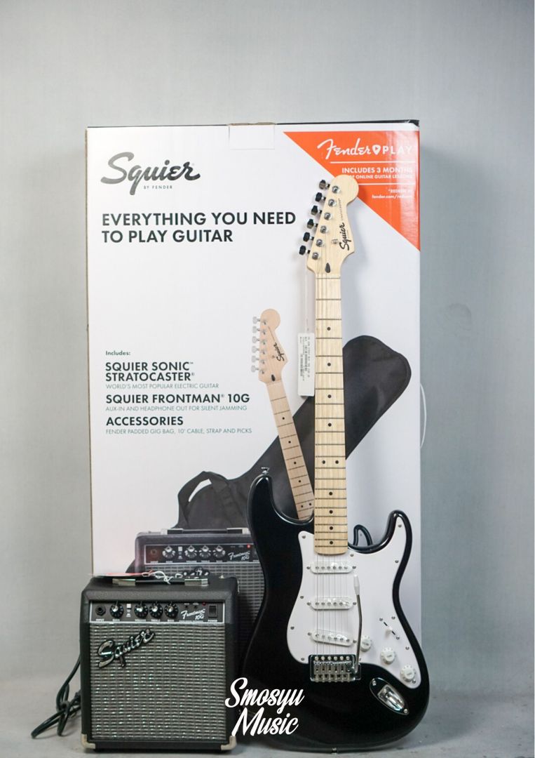 Squier Sonic Stratocaster Pack Maple FB 10G 230V EU Black