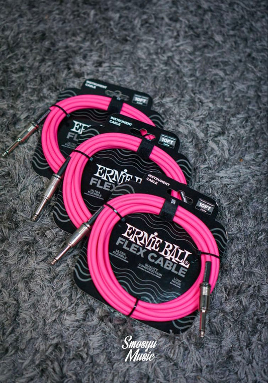 Ernie Ball 10FT Flex Straight to Straight Instrumen Cable Pink